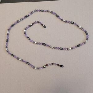 Purple glass beaded magnetic necklace